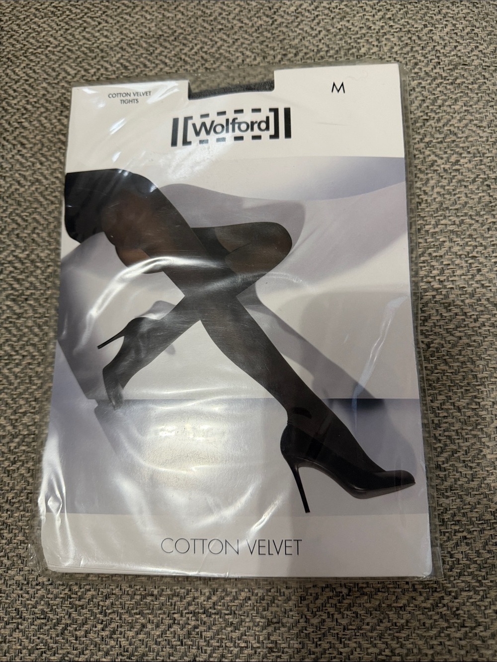 Wolford Black Cotton Velvet Sheer Tights
